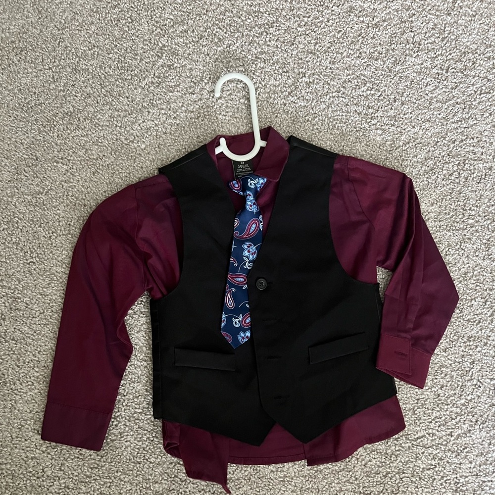 Toddler dress shirt with vest and tie